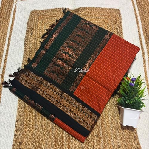 Image of Gadwal Cotton Silk Checked Saree for Women | Pure Kalyani Cotton Checked Saree with Zari Border Tassels & Blouse | Kanjivaram Linen Silk | Handloom Weave