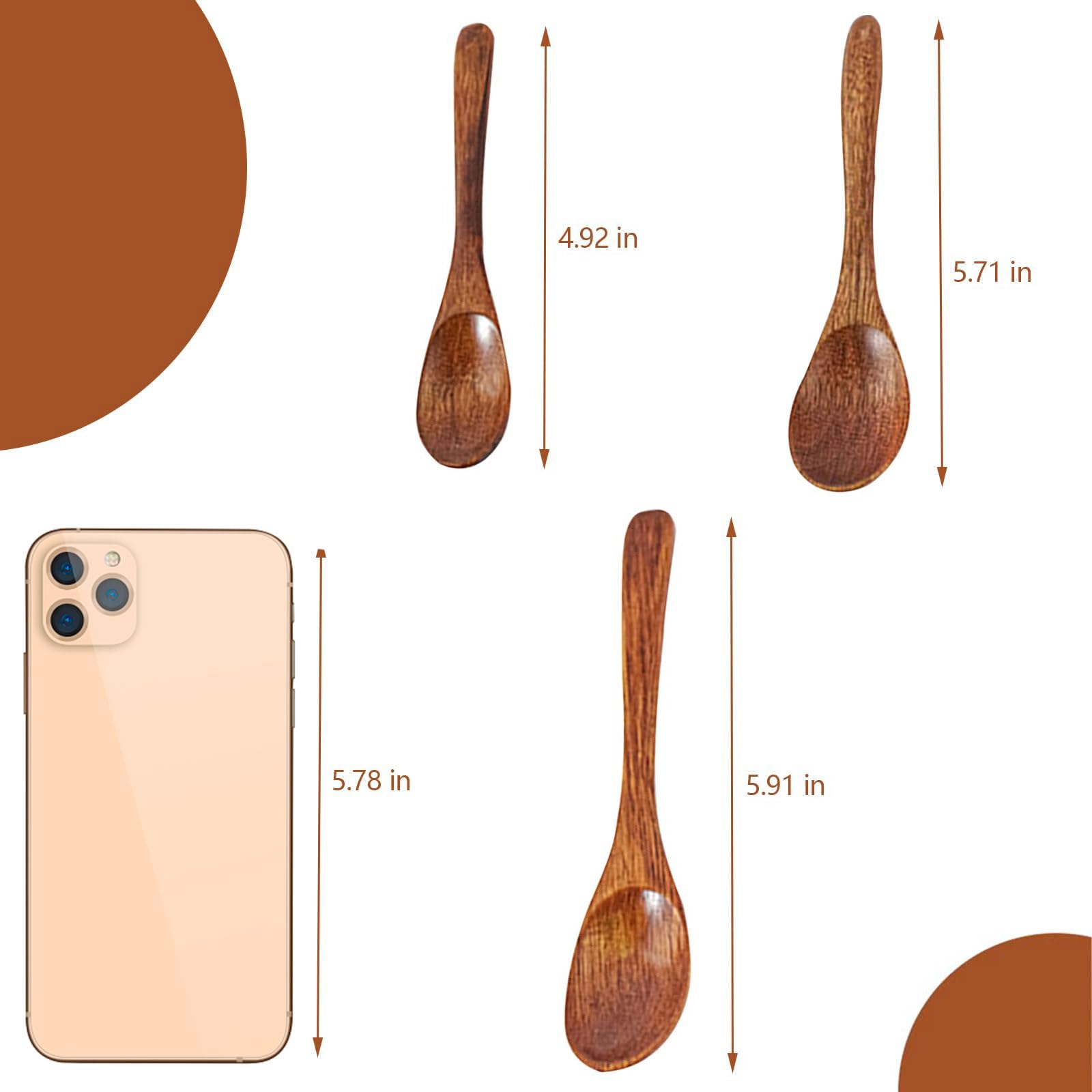 5pcs Small Wooden Spoons, Wood Soup Spoons Set, Eco Friendly Table Spoon, Serving Spoons Wooden Teaspoon Durable Kitchen Serving Spoon Scooper,For Cooking, Condiments, Honey?Eating Mixing Stirring