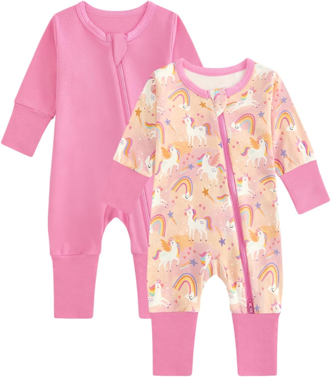 2 Pack Baby Rompers with Zip