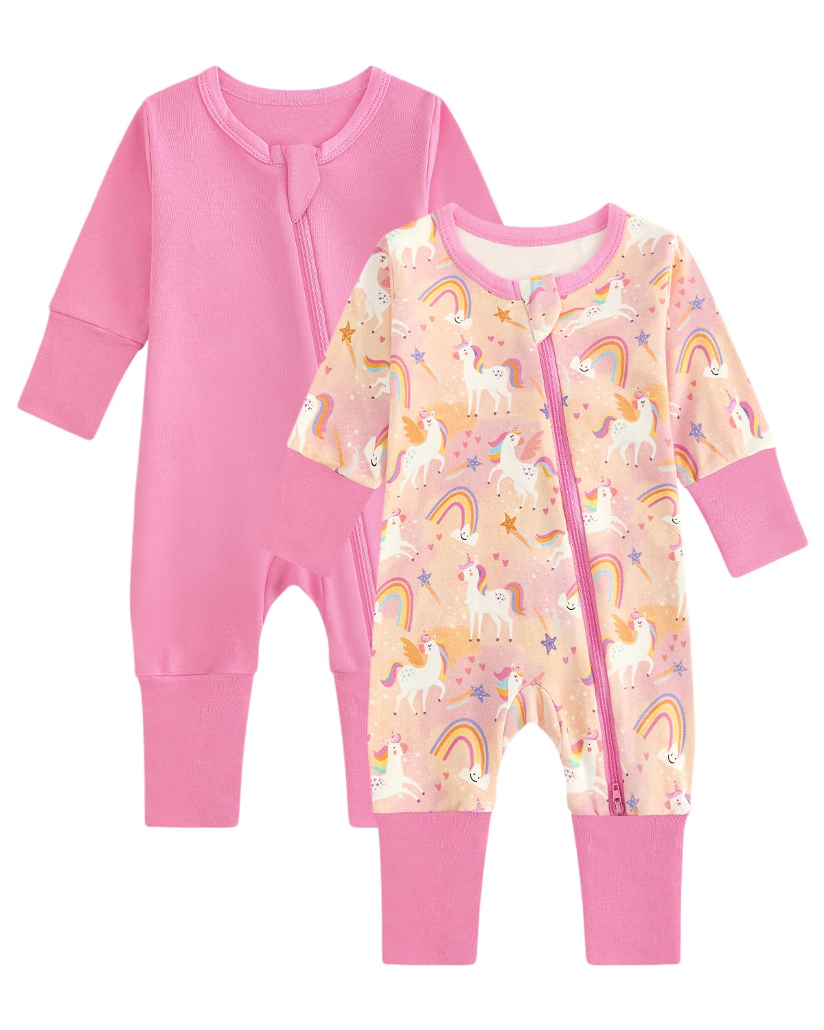 2 Pack Baby Rompers with Zip