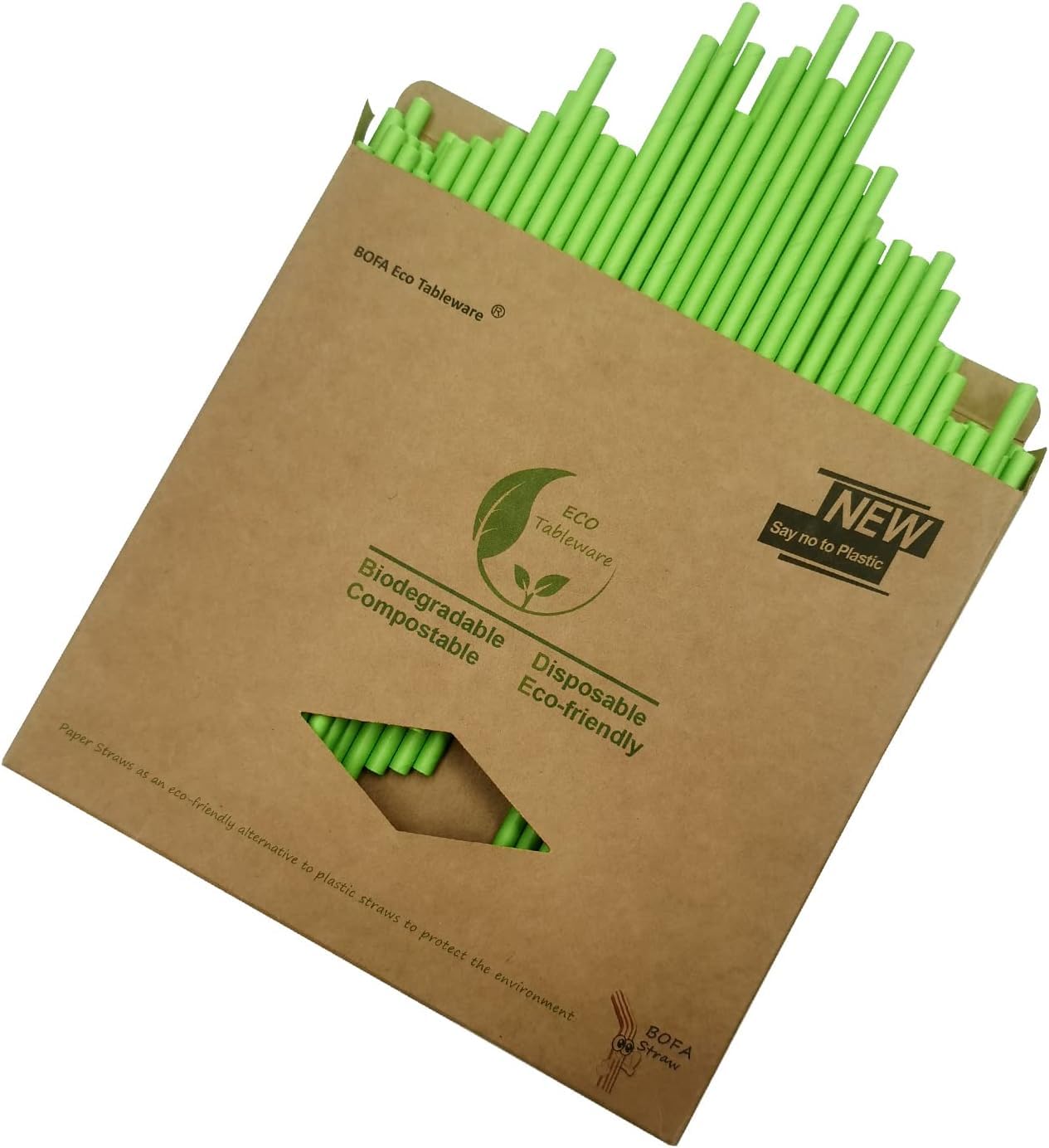 Solid Green Paper Crafts Straws (Pack of 100), Disposable Forest Green Drinking Straw for Cocktails, Juices, Coffee - 7.75 inch Christmas DIY Decoration Straws - 100% Biodegradable