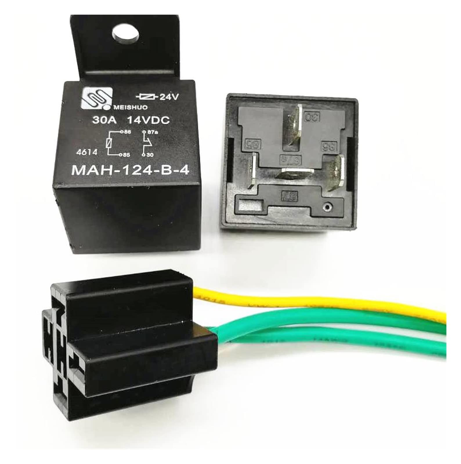 Relais normalement fermé 24V 40A 961A-1B-24DM avec socle de fixation pour alarme auto 4 broches