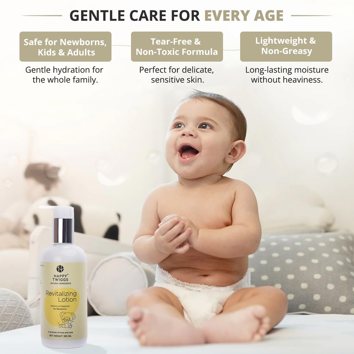Organic Revitalizing Body Lotion for Newborn, Kids, Adults - Vitamin C & Watermelon Extract for Sensitive Skin, Non-Greasy, Tear-Free, Hydrating & Nourishing Body Lotion - Moisturizes & Protects