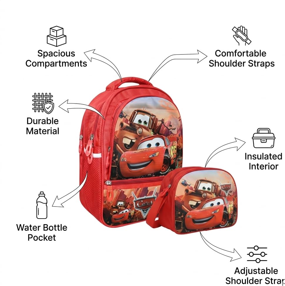 Image of Stylbase Waterproof School Bag with lunch bag combo for Boys and Girls Kids Bag with tiffin cover - Backpack Bag for Travelling for 5-7 Years 15 Inches