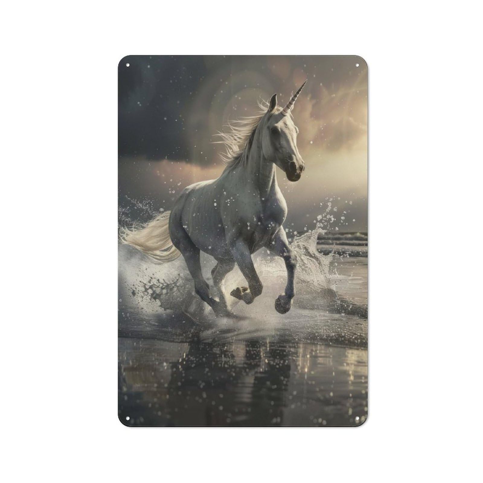 Junmoney Majestic Unicorn Gallop Tin Wall Plaque 30X20cm With For Home Office Or Studio, For Home Office Decor Fans