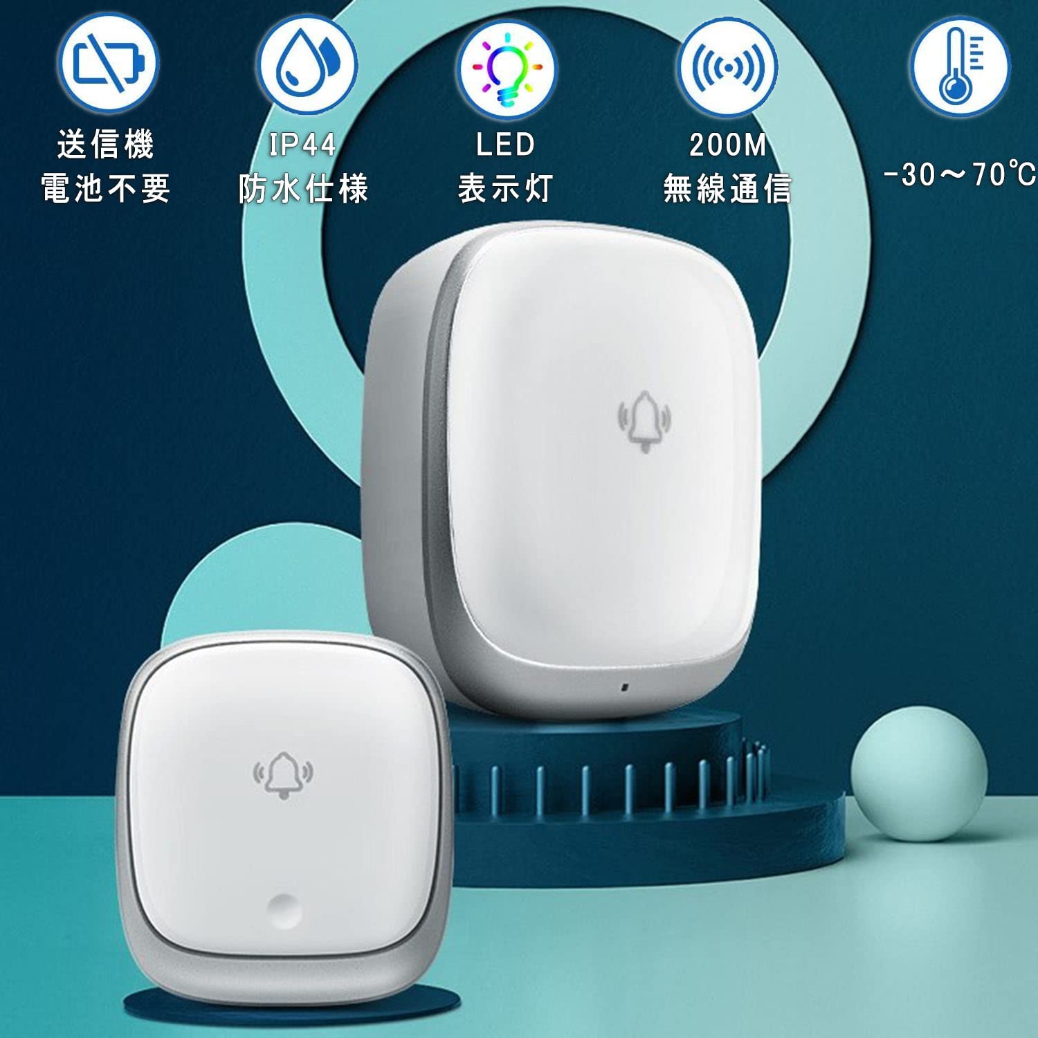 Amazon.co.jp: KINGYAMA ワイヤレスチャイム 玄関チャイム 自動発電