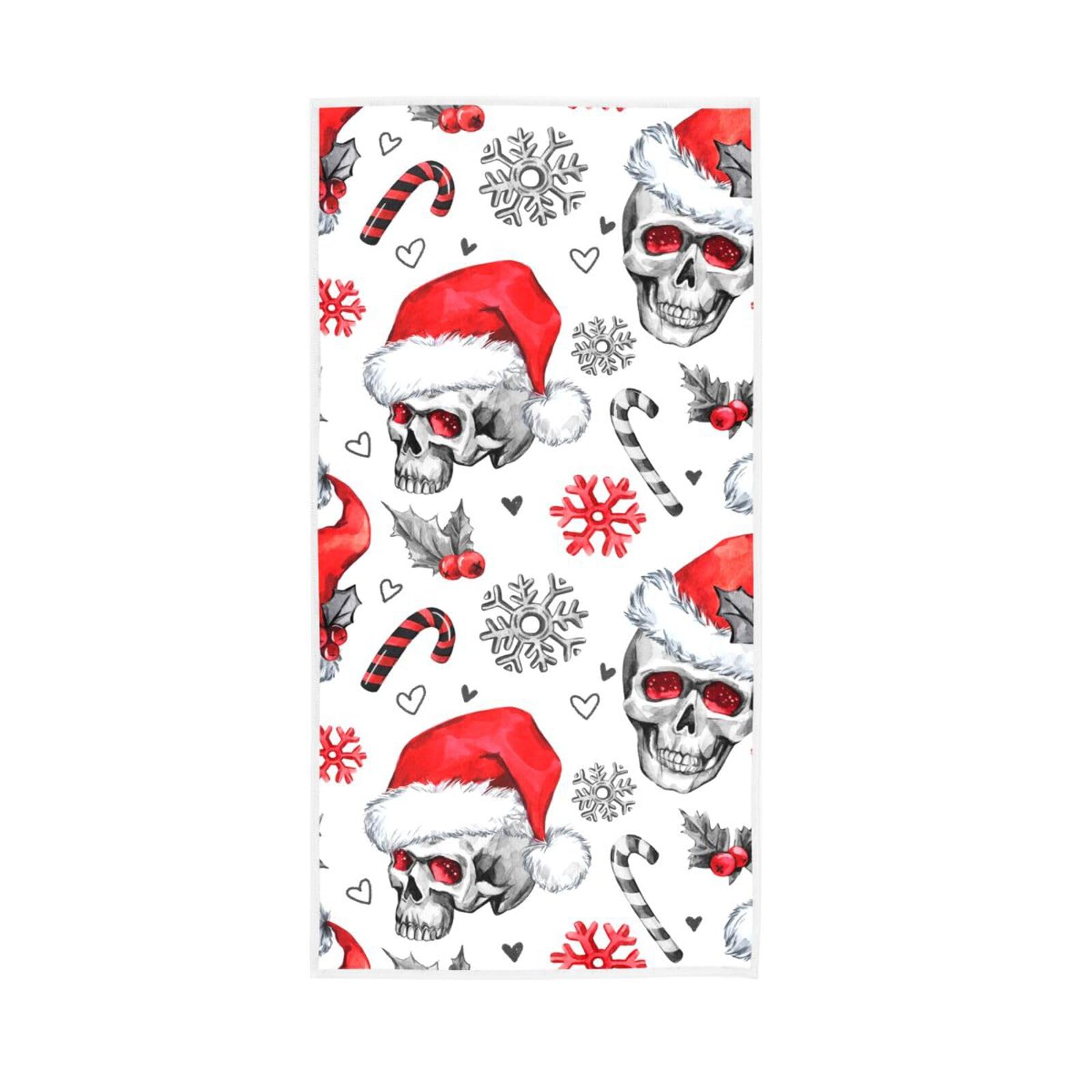 HUYGD Watercolor Sketchy Skulls Santa Finger Towels, 15 x 30 Inch Decorative Bathroom Towels Pedicure Towels Pedicure Towels for Feet