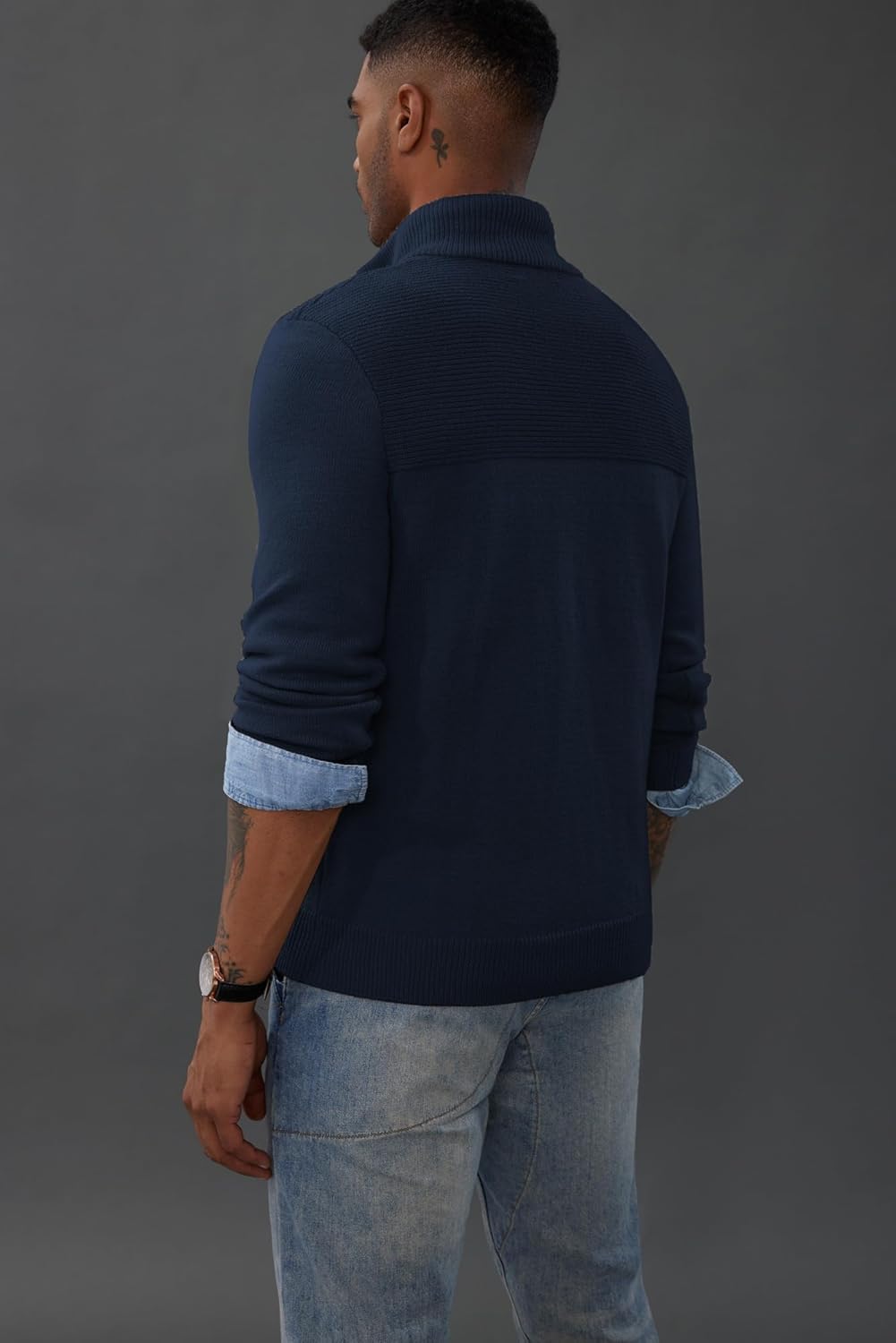 PJ PAUL JONES Men's Quarter Zip Sweater Slim Fit Casual Pullover Sweater Mock Neck Polo Sweaters - Image 8