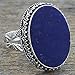NOVICA Artisan Handmade Lapis Lazuli Cocktail Ring Blue Oval India Sterling Silver Riverside Birthstone [1 in L x 0.8 in W x 0.2 in H] ' Pool of Memories'