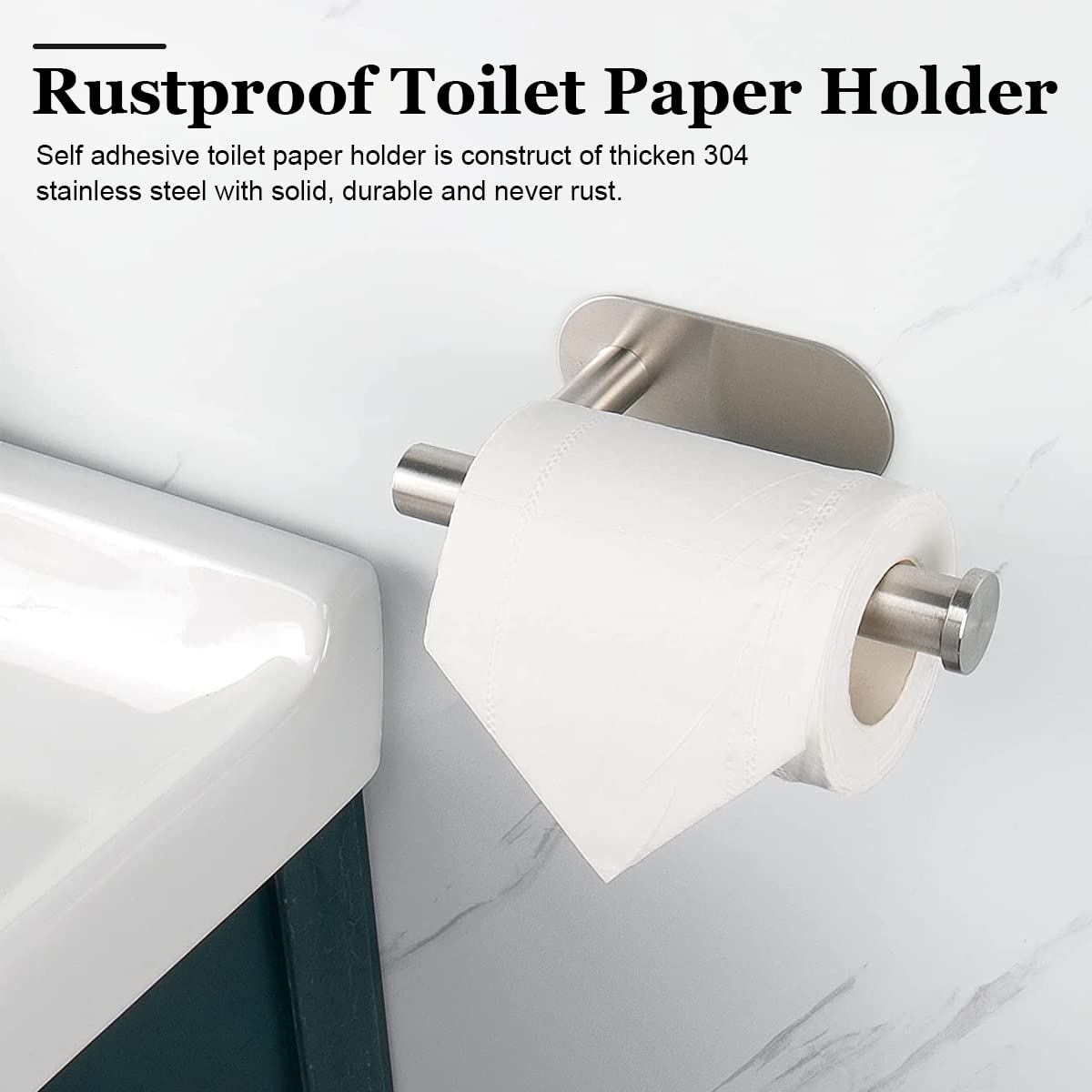 HASTHIP Toilet Paper Holder Self Adhesive 304SS 16 * 4.5 * 8.2CM Silver — Amazon image 6