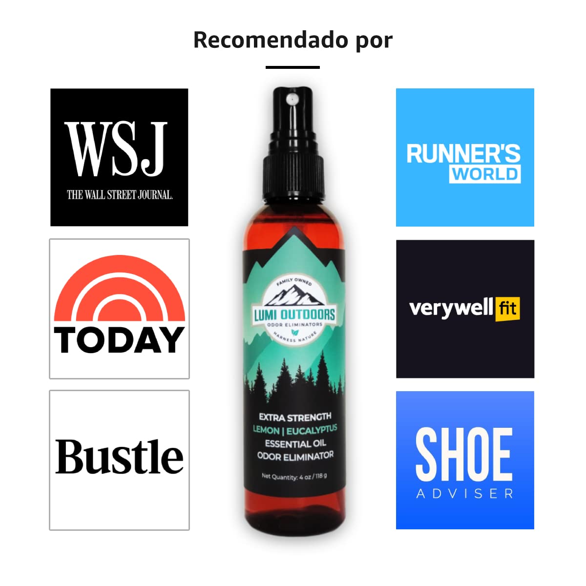 Desodorante de Pies y Zapatos en Aerosol - Eliminador de Olores - Fuerza Extra - Eucalyptus Lemongrass - Lumi Outdoors