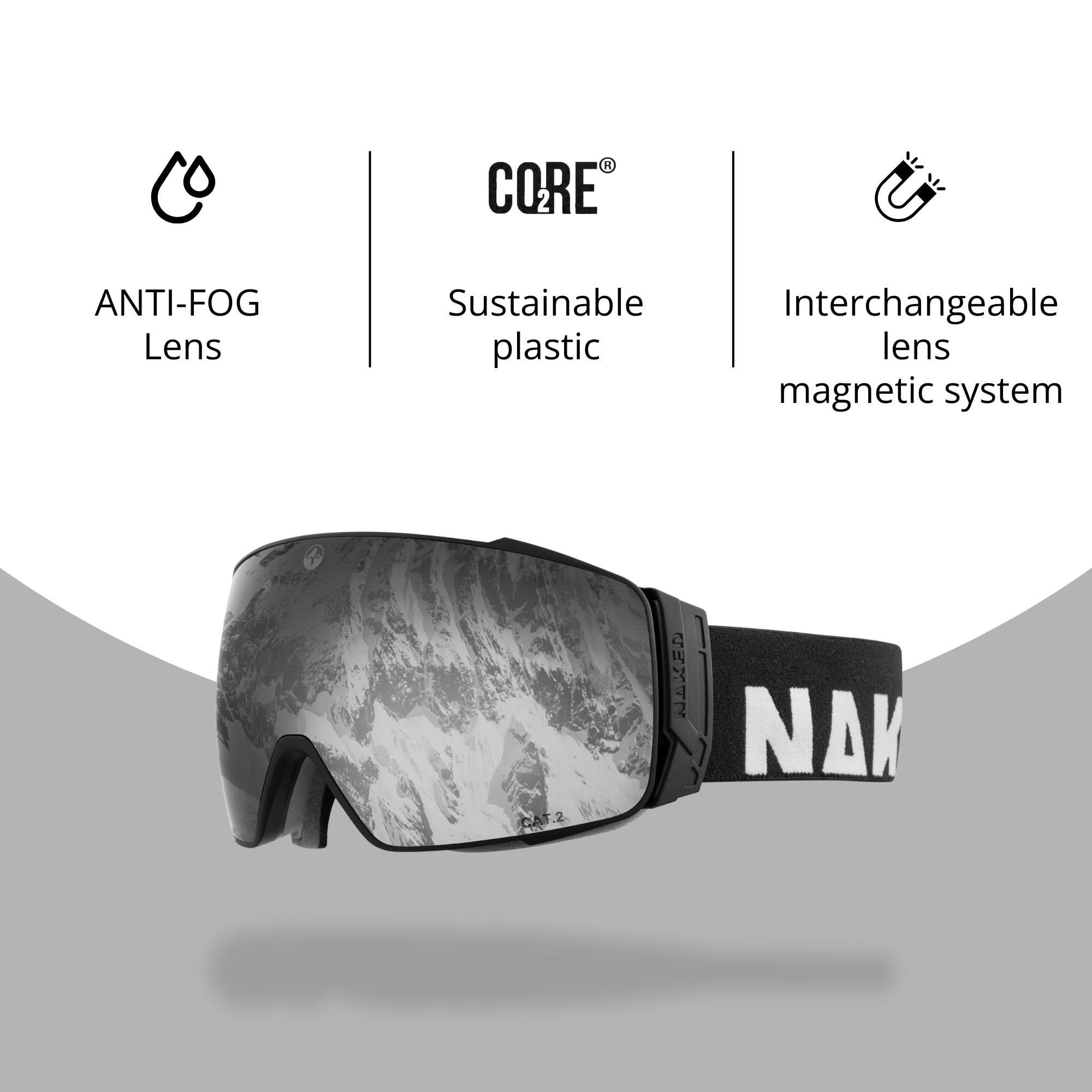 NAKED Optics® Gogle narciarskie dla kobiet i mężczyzn – lustrzane z magnetycznym systemem wymiany – gogle narciarskie dla mężczyzn i kobiet