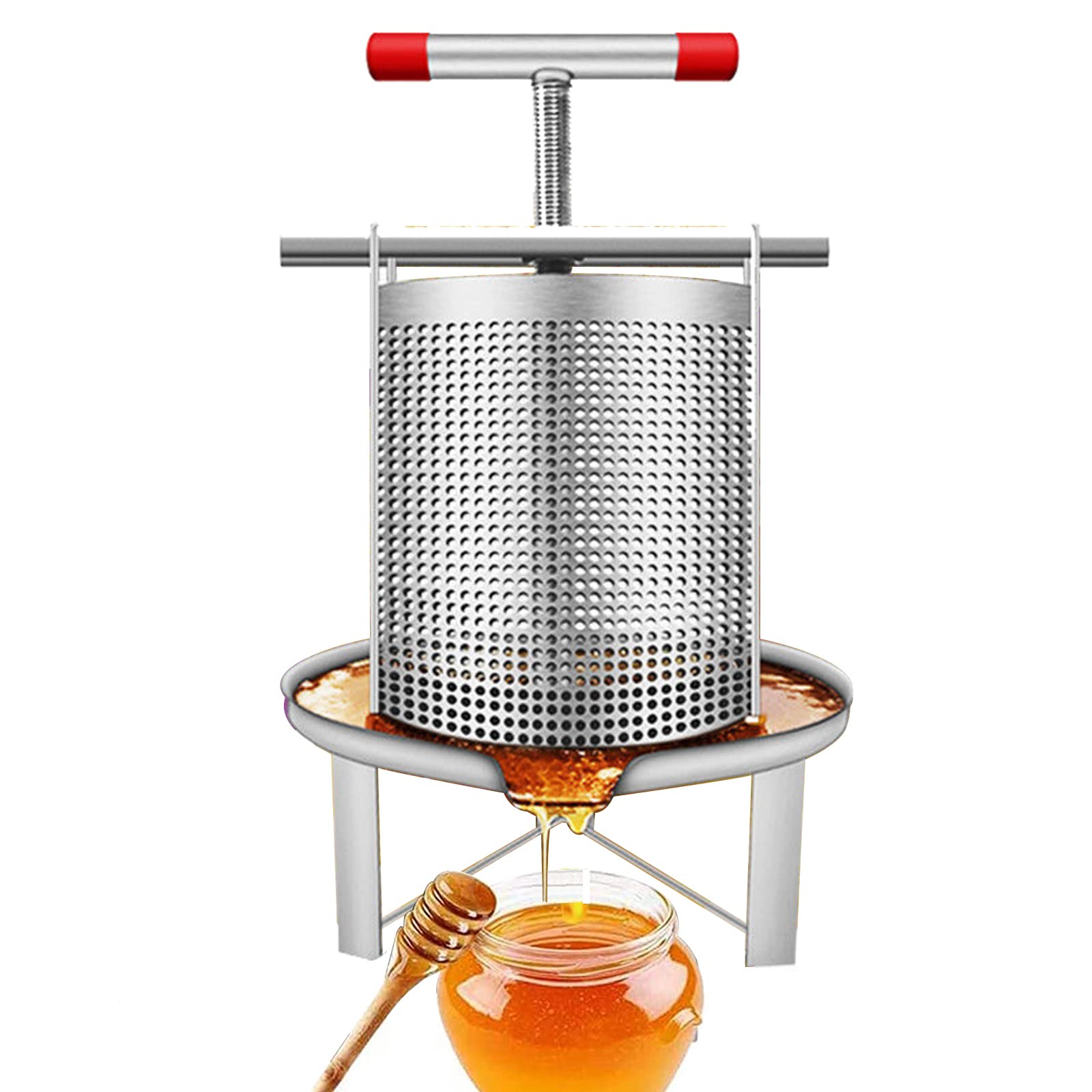 FAXIOAWA Spremiagrumi in Acciaio Inossidabile Spremiagrumi Manuale per Frutta da Vino Estrattore di Miele Manuale con Manico a Forma di T per allevamenti di api Grandi e Piccoli