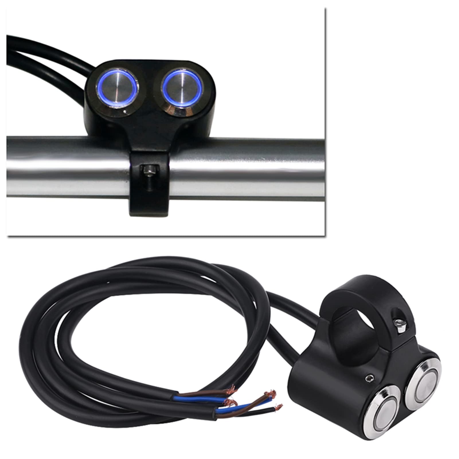 Universal 7/8" 22mm Aluminum Handlebar Motorcycle Switches Horn Fog Headlight Ha - Foto 7