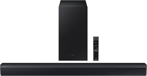 SAMSUNG Barra de sonido HW-C450 de 2.1 canales con DTS Virtual X, subwoofer incluido, refuerzo de graves, sonido adaptable Lite, modo de juego,