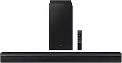 Samsung HW-C450 2.1ch Soundbar com DTS Virtual X, subwoofer incluído, Bass Boost, Adaptive Sound Lite, modo de jogo, Bluetooth, som surround sem fio compatível (modelo mais recente), preto