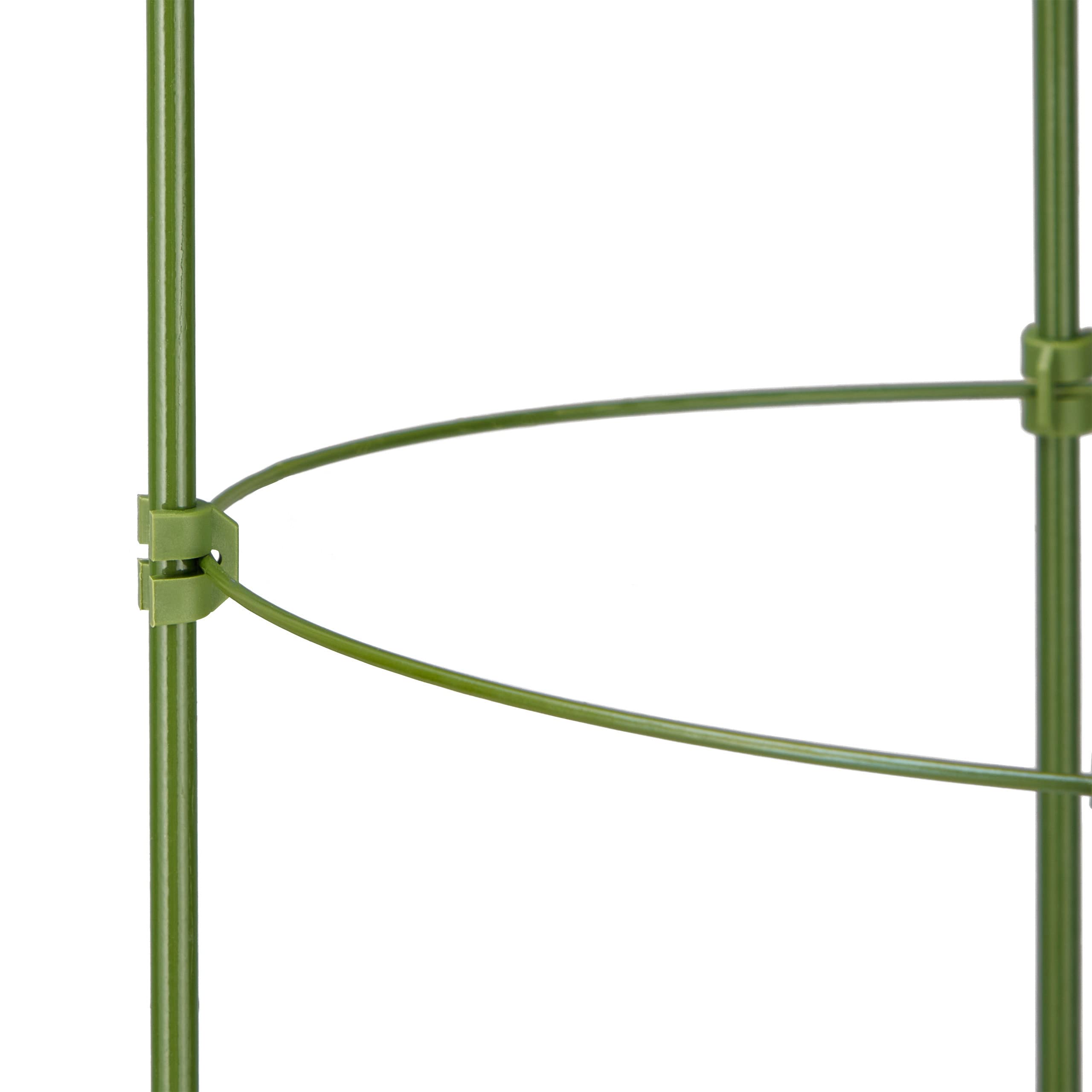 Relaxdays Set da 5 Supporti per Rampicanti, 4 Anelli, HxD: 90x28 cm, Graticolato Piante e Rose, Piantare, Metallo, Verde