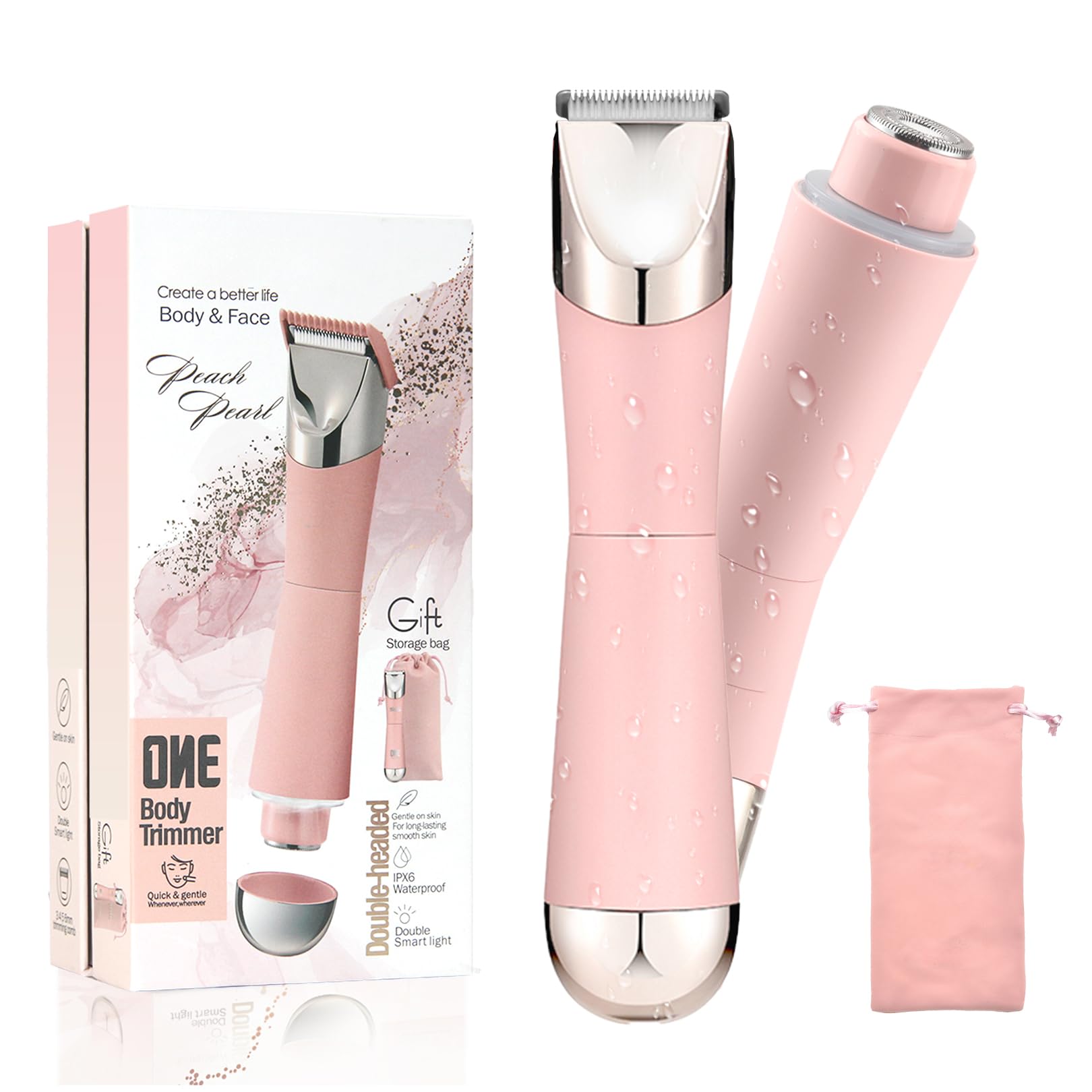 Photo 1 of Dermave Bikini Shaver & Trimmer for Women, IPX7 Waterproof Electric Razor for Pubic Hair, Face, Legs, Underarms - Painless, Cordless, Portable with Pink Storage Bag