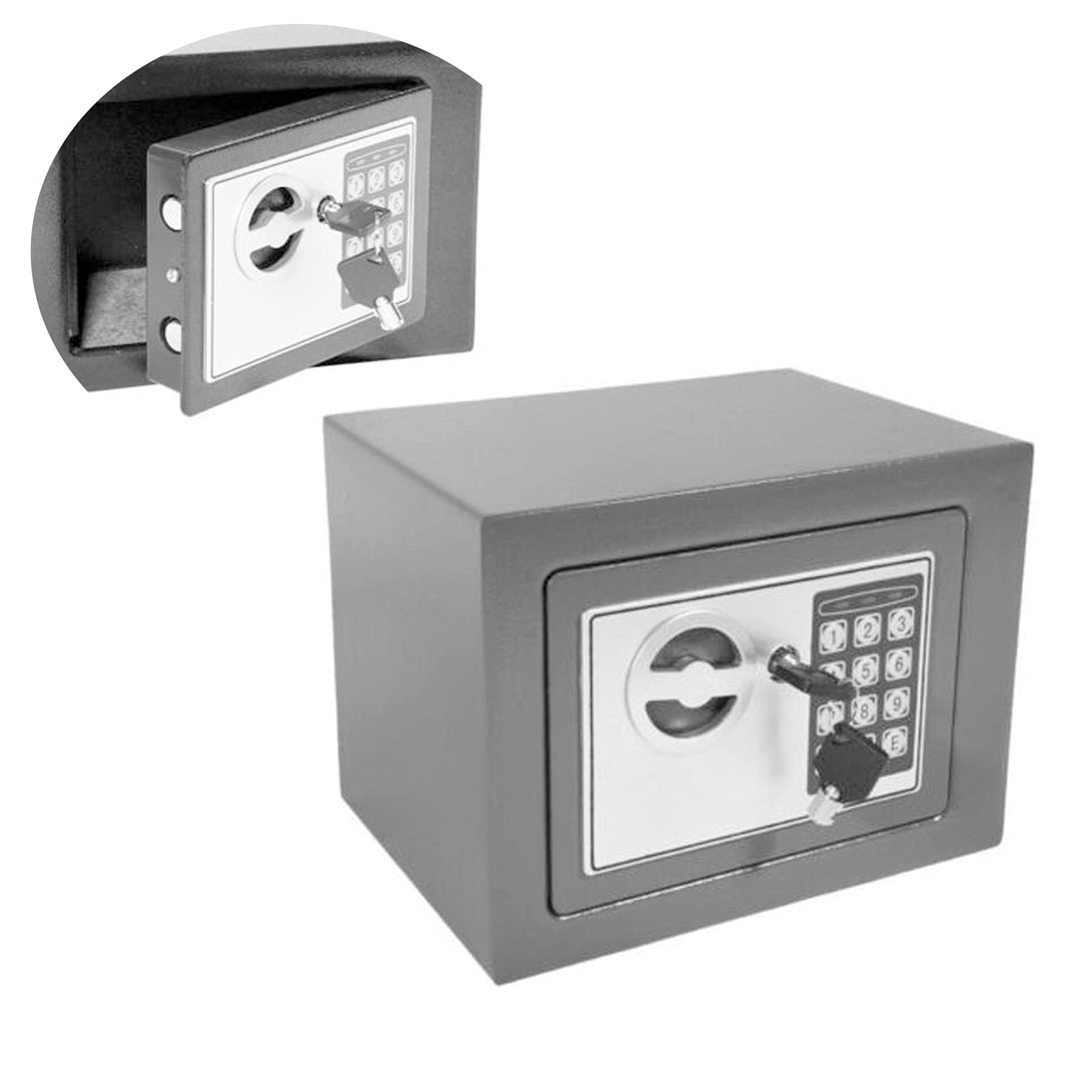 Autofather Gray 4.6L Mini Waterproof Fireproof Safe Box Digital Electronic Cash Box Solid Steel Digital Keypad Security Safe For Home Office Security,