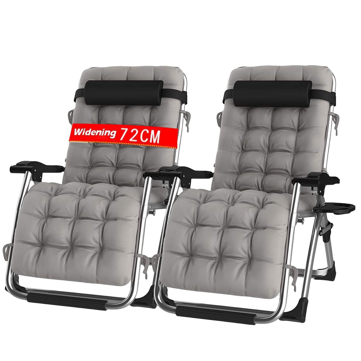 PETHOMEL Tumbonas Plegables con Cojin，Silla Gravedad Cero Tumbona Interior Oficina Piscina Exterior Reclinable Salon de Playa Jardin Camping Terraza con Reposapies (Pesimista 2 Sillas)