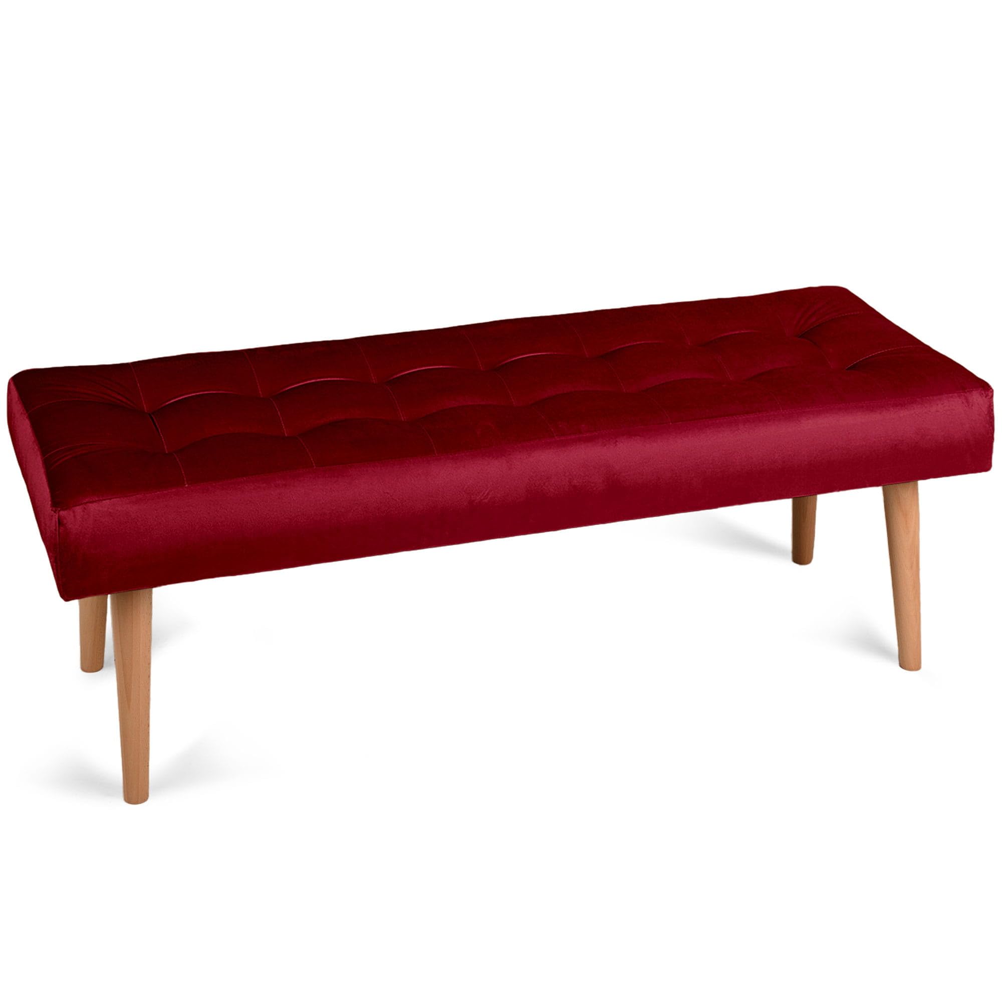 MG Design Polsterbank 45 × 120 cm in Rot – massives Holzgestell, weich gepolstert, samtig-weiche, fein & dichte Oberfläche, pflegeleicht – für Wohnzimmer, Schlafzimmer & Flur