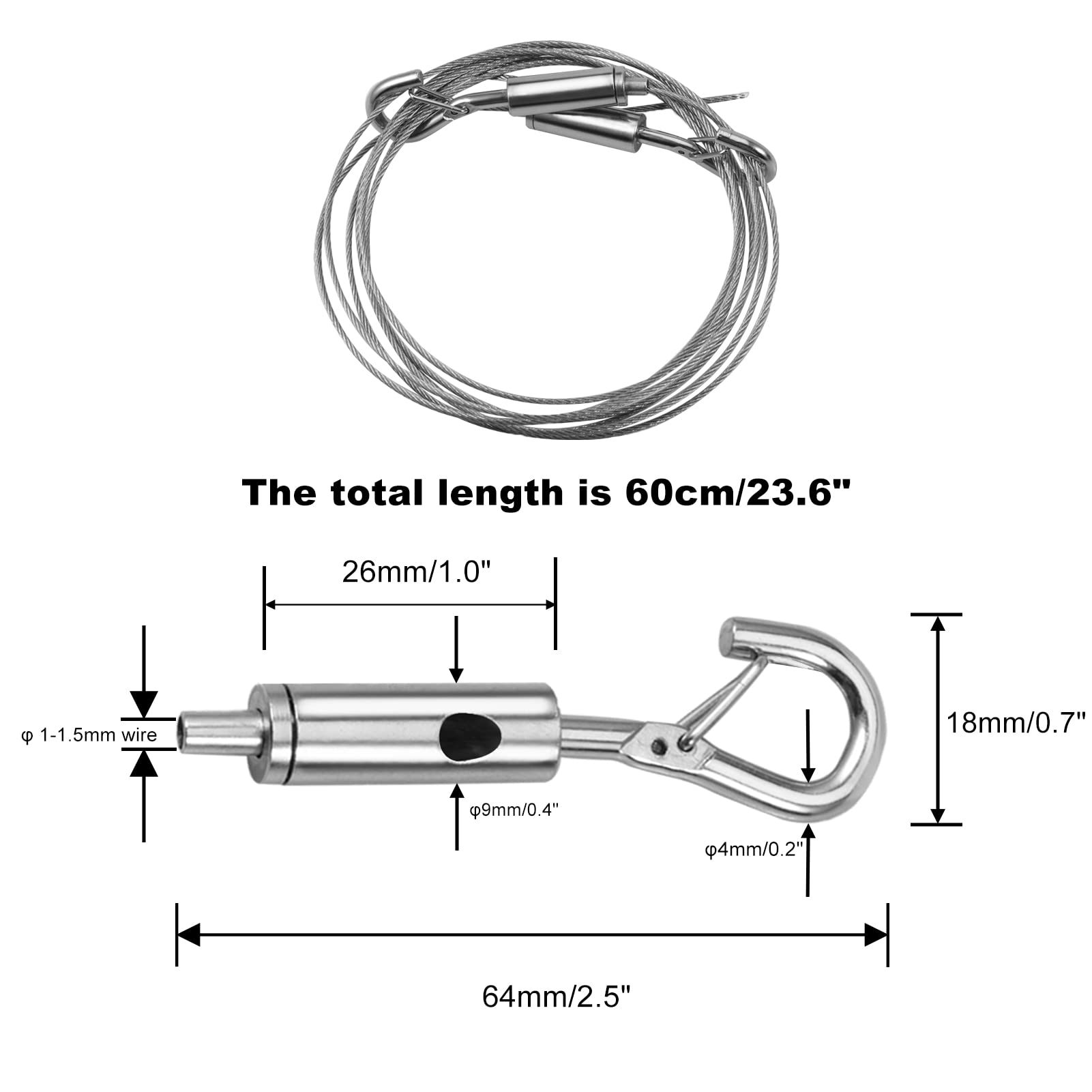 6PC Adjustable Picture Hanging Wire Kit 6.6ft/2m Loop Hook For Mirror Frame 44lb