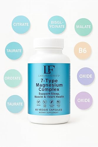 Miniatura 4 de Complejo de magnesio de 7 tipos con vitamina B6  Alta absorción, vegano, sin OMG, suplemento sin gluten  Apoya la relajación muscular, la fuerza