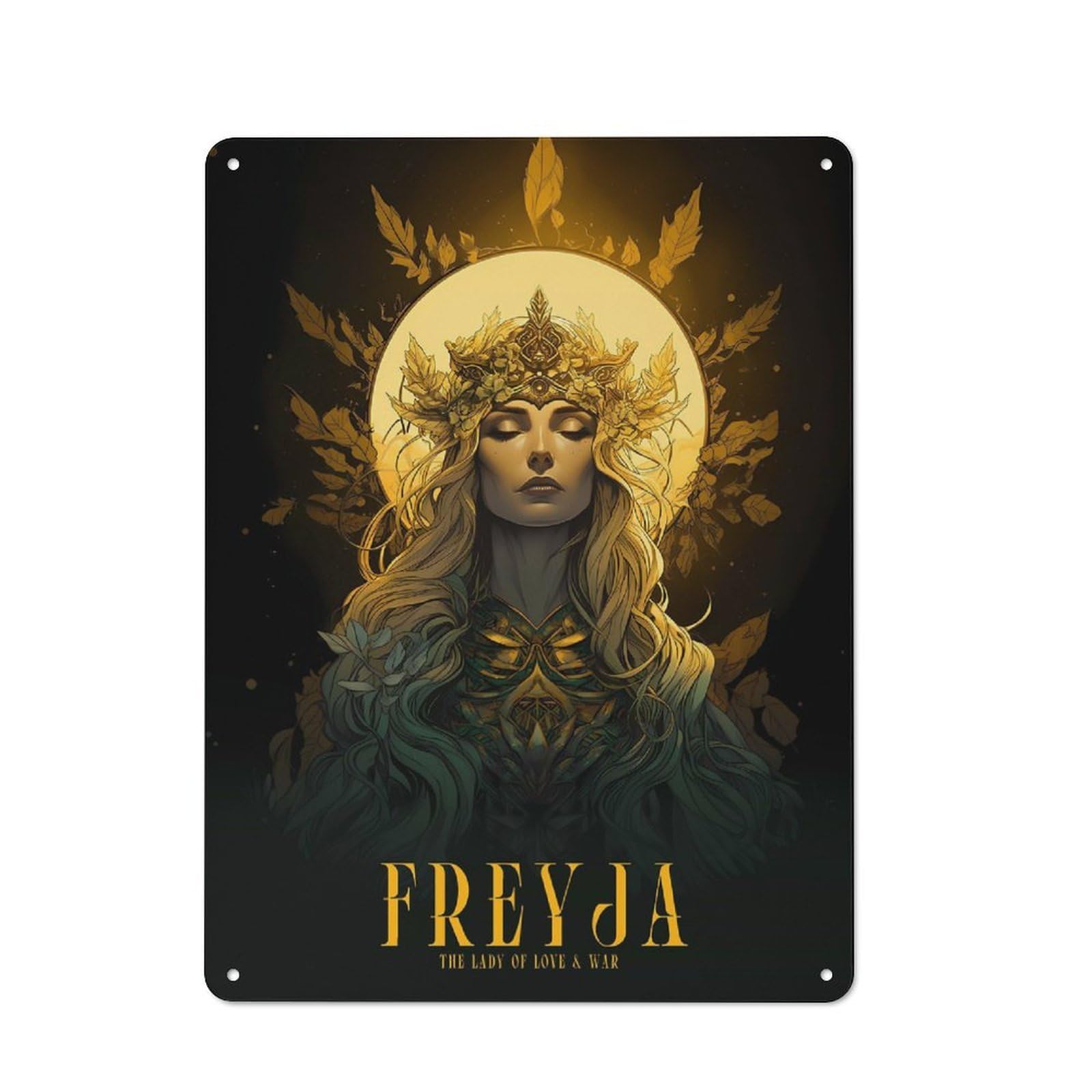 Tin Wall Plaque 40x30cm with Freyja for Home Bar Wall, for Hosts Who Enjoy Retro Interiors Refreshing A Room in Autumn