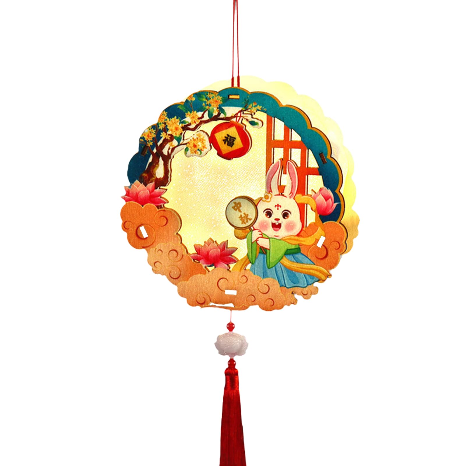Jazuaiao Festival Rabbits Hanging Charm Artistic Rabbits Light Set for Autumn Festival Home Adornment Button Styles Assembly Light