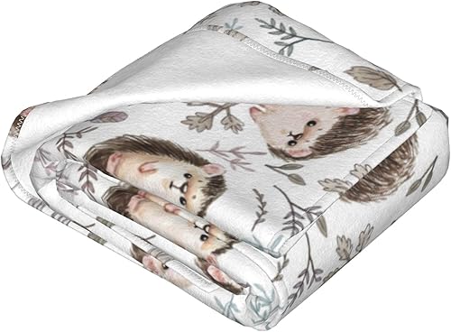 Miniatura 4 de Manta de franela de regalo de erizo, manta suave y ligera para niñas, niños, mujeres, amantes del erizo, 60 x 50 pulgadas