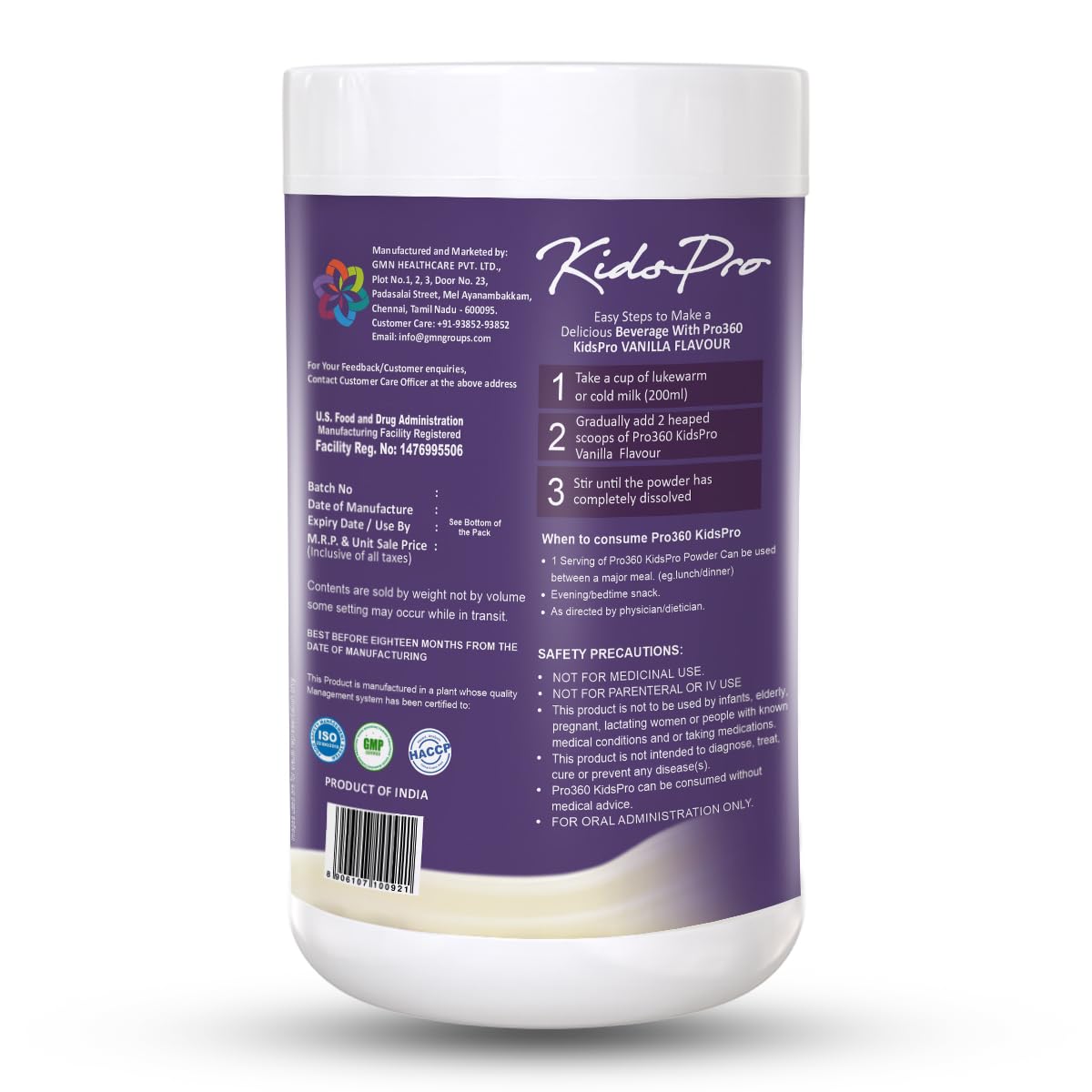 Pro360 Kidspro Protein Powder Child Nutrition & Health Supplement for Growing Children, Improves Immunity, Growth and Active Strong β (200g) -Vanilla Flavor 3