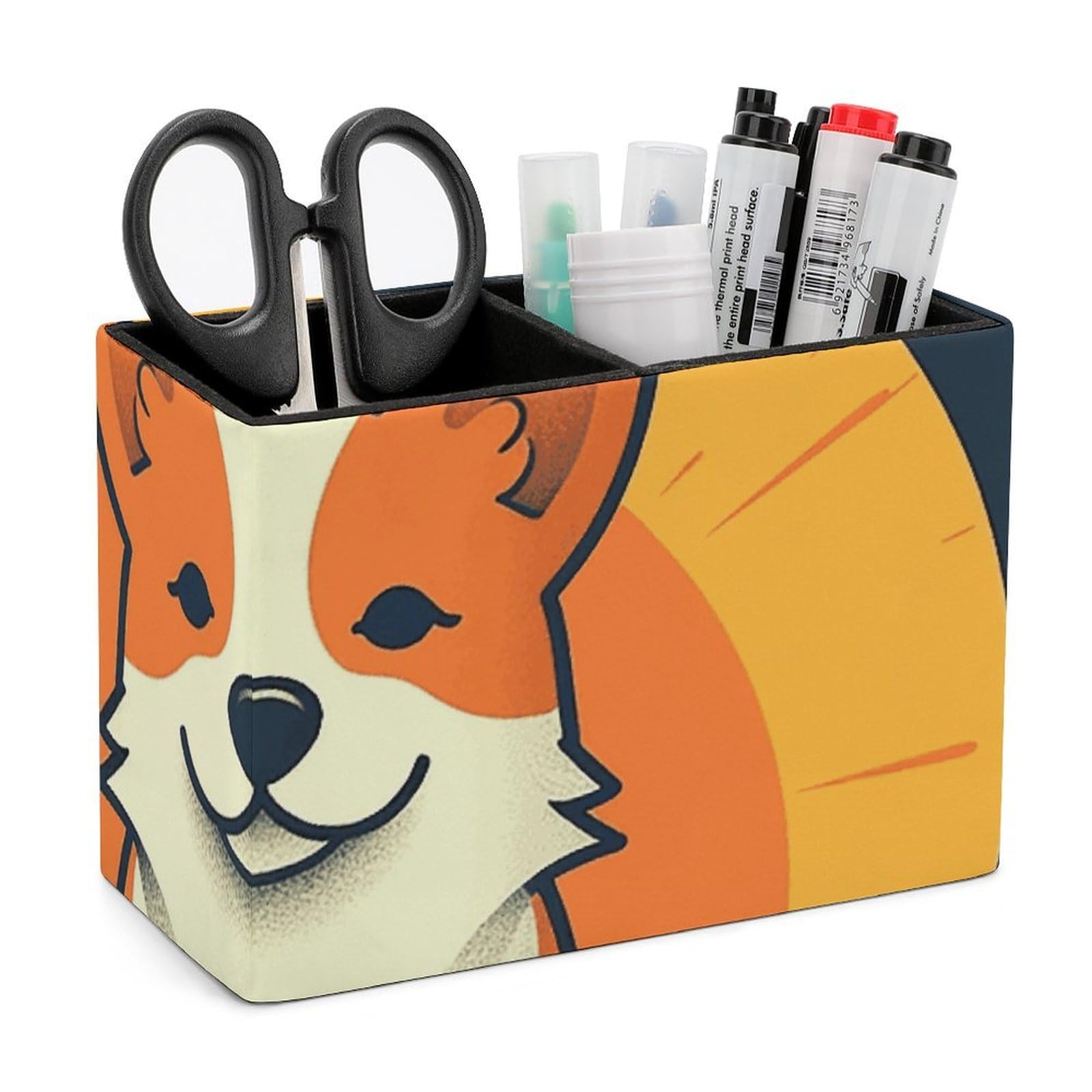 JTREHY Playful Corgi Pencil Holder Exquisite Fashion Leather Pen Receptacle Soft High-End Pen Container for Office Home Accessories Or Housewarming Present