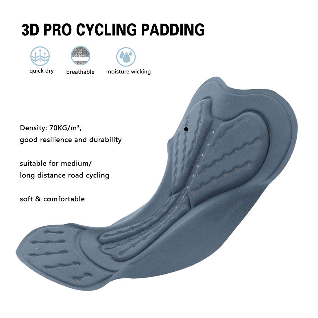 Catena - Pantaloncini da ciclismo da uomo, con pettorina, imbottiti, in 3D, traspiranti - Nero - XL