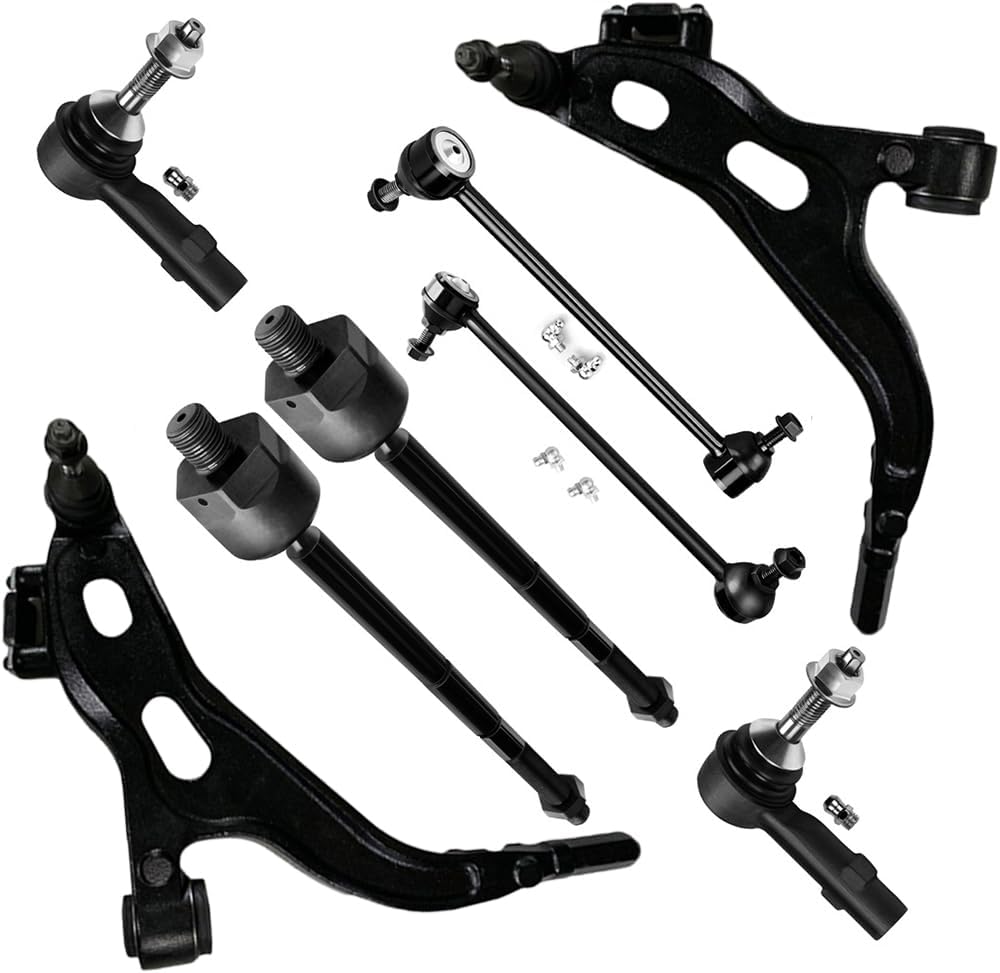 8pc Set Front Suspension Kit Lower Control Arm w/Ball Joint Outer Inner Tie Rod End Sway Bar Link Replacement 2005-2007 for Ford Five Hundred Freestyle for Mercury Montego