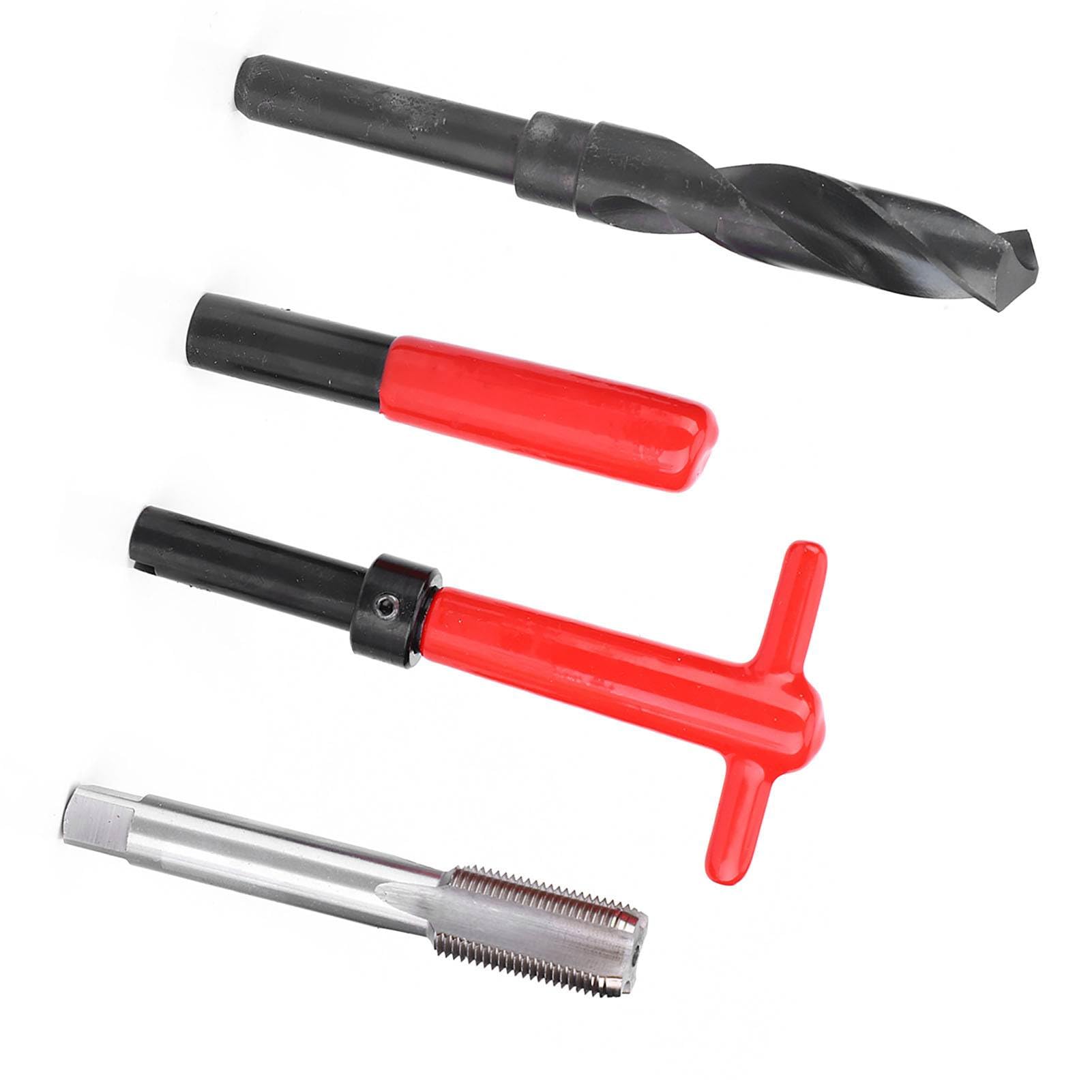 Kit di riparazione filettatura, 10 pezzi, chiave per trapano a vite in acciaio inossidabile con inserti filettati per blocco motore auto M18x1.5, strumento di ripristino filettatur