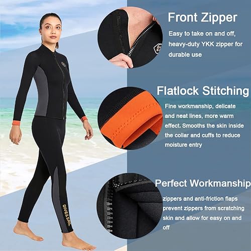 Miniatura 4 de Chaqueta superior de neopreno para mujeres y hombres, 0.118 pulgadas de neopreno, manga larga, para buceo, traje húmedo, 0.079 pulgadas, 0.059