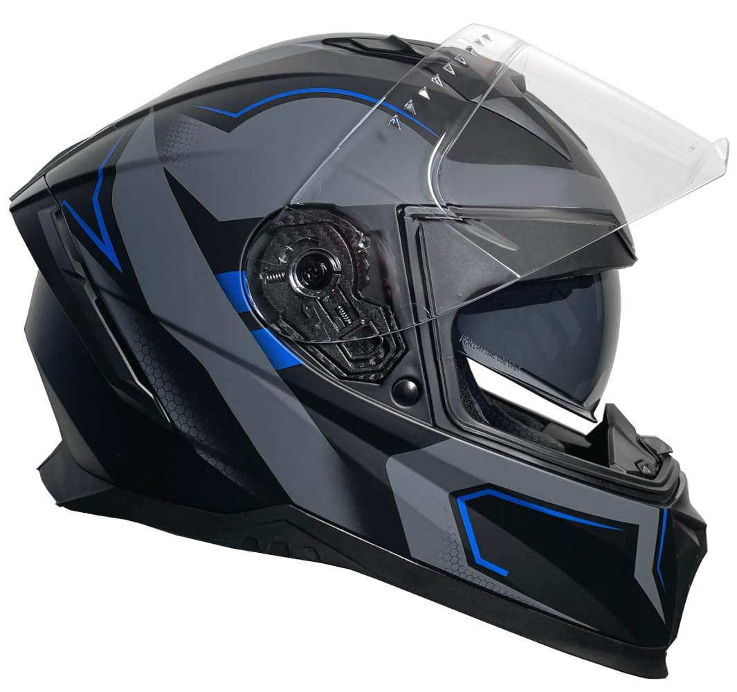 Integralhelm Motorradhelm Rallox M69-Bl schwarz grau blau matt Helm S M L XL