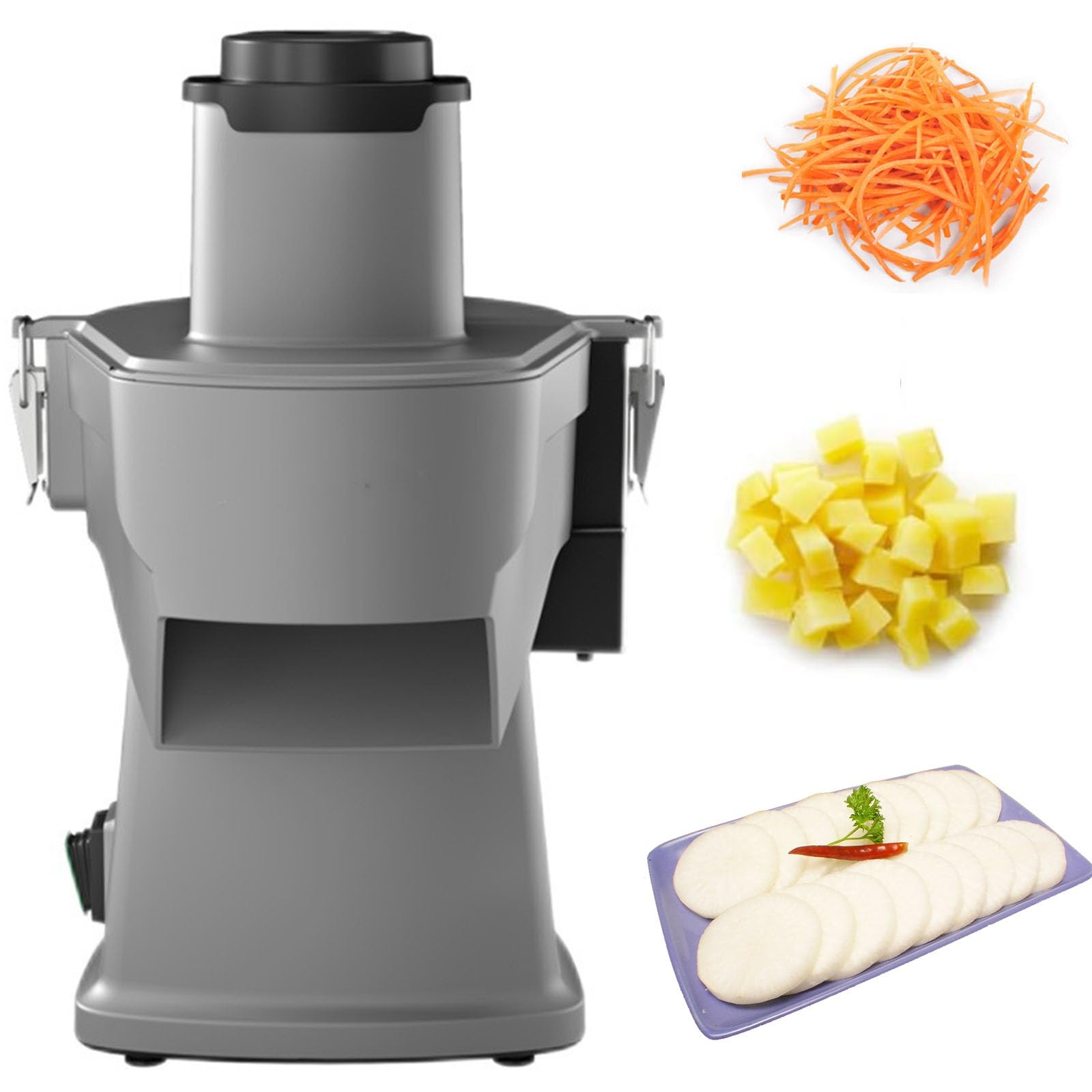 GYKOZY Electric Vegetable Dicer Slicer, Commercial Veggie Processor for Dicing, Shredding, Slicing&Slitting, 140r/min, Easy to Clean, Blade Replaceable