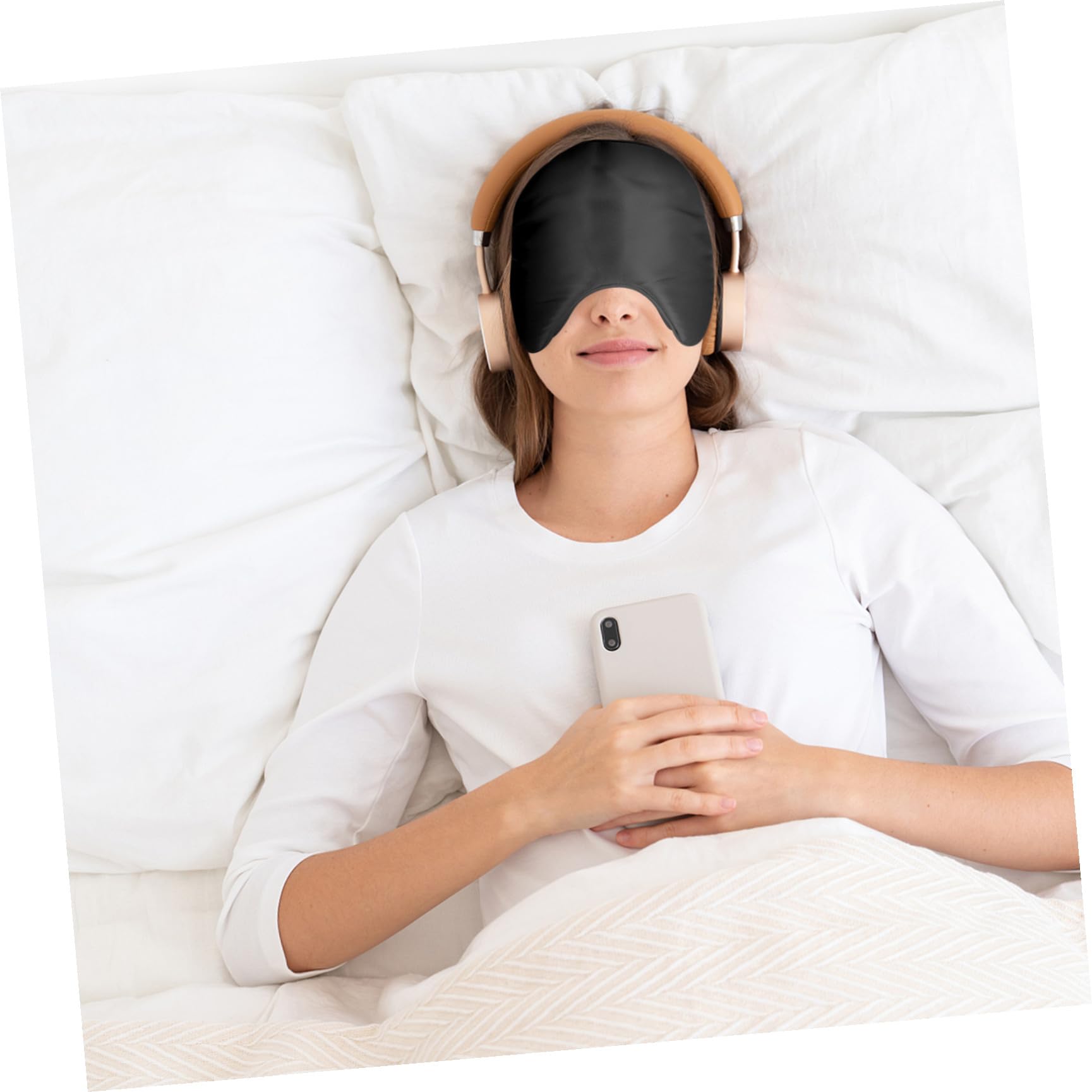 Masque de Sommeil Confortable et Doux Noir en Soie et Coton Protège les Yeux sans Plisser la Peau pour Longs Voyages et Hôtels