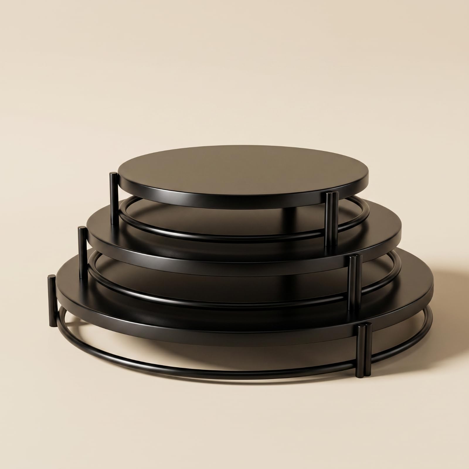 Étagère à Gâteaux en Fer Forgé avec Triple Niveau Circulaire et Construction Robuste pour sserts Tartes Petits Fours Adapté aux Anniversaires Cocktails Buffets, Blanc