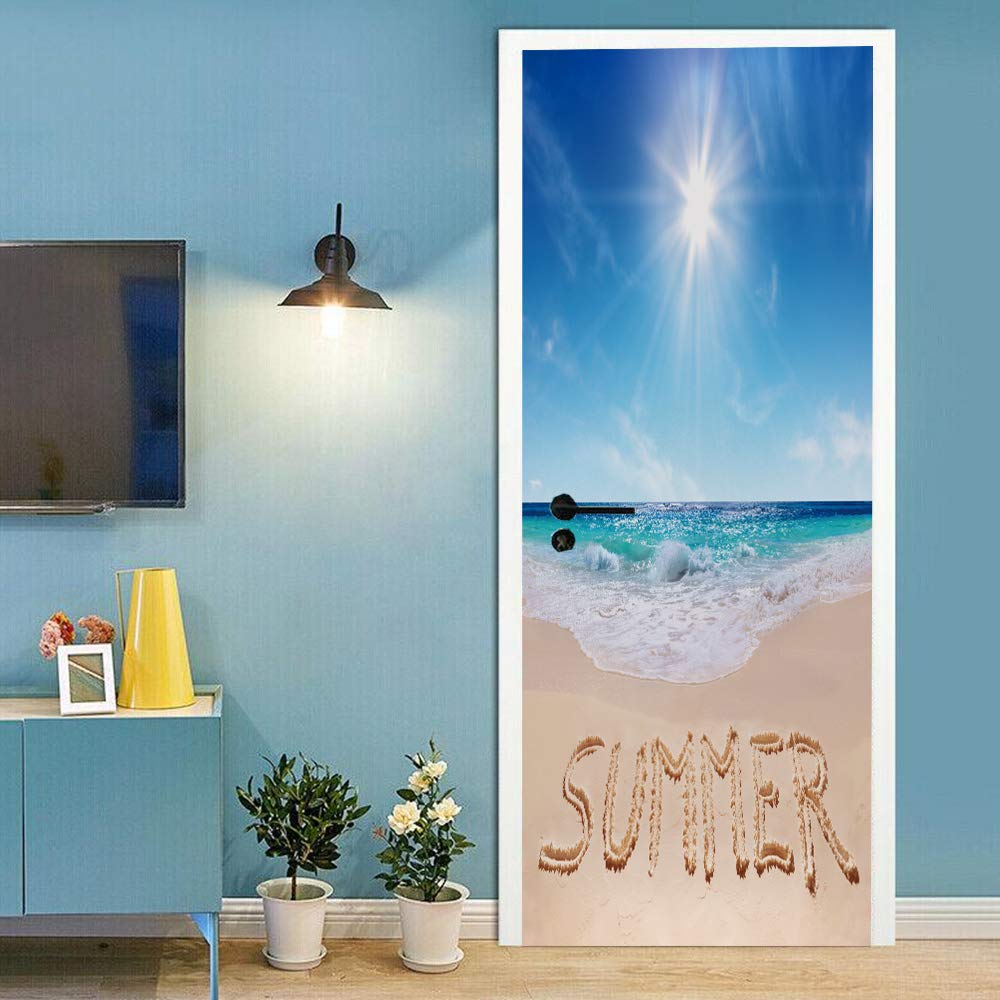 Sticker de porte trompe l'oeil pour agrandir une petite pièce sombre