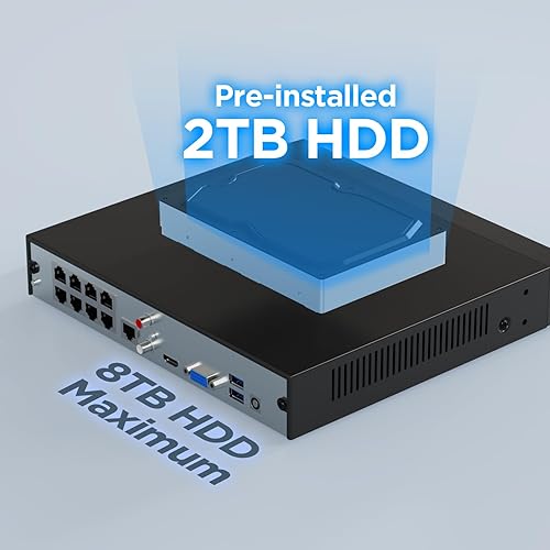 Miniatura 6 de PANOOB Sistema de cámara de seguridad PoE 4K, 6 cámaras de vigilancia IP PoE con cable de 8 MP PoE para exteriores con detección de vehículos