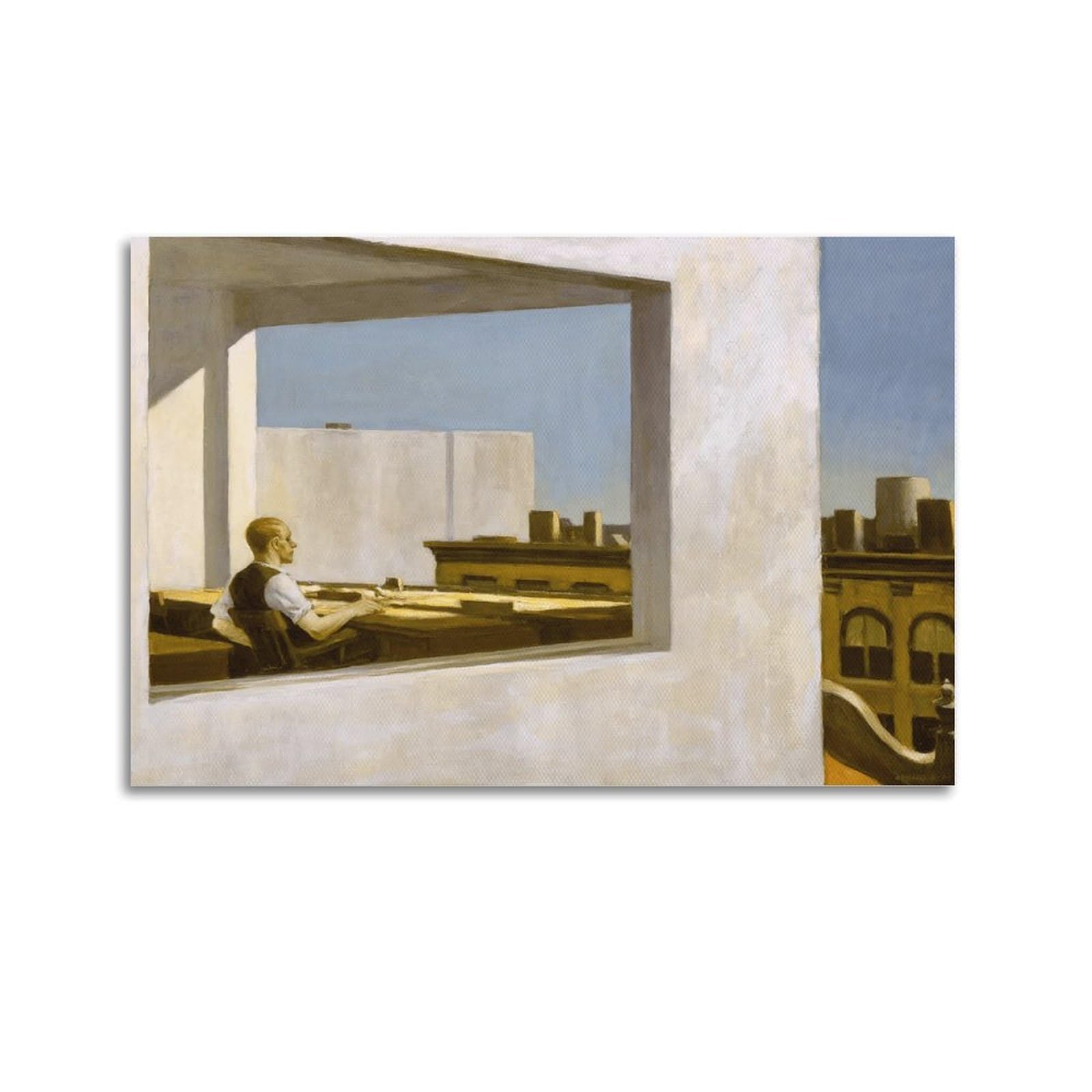 Sjwiner Unframe-Style Office In A Small City By Edward Hopper Poster Aesthetic Cover Poster Design Painting For Living Room Bed Room 20X30inch(50X75cm)