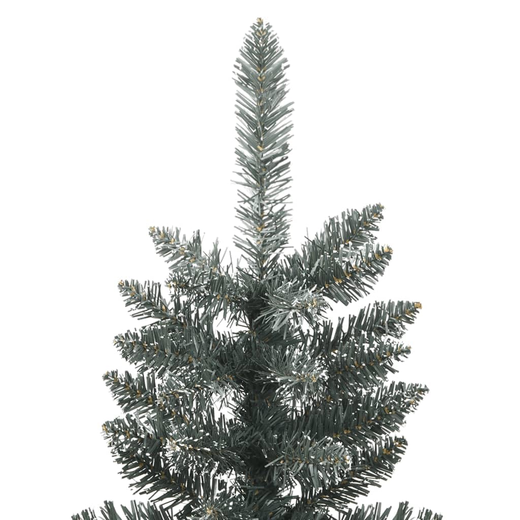 Sztuczna choinka smukła, zielona, 210 cm, ze stojakiem i 356 końcówkami PCW, biały śnieg, krzaczasta, składana, do salonu, biura, wewnątrz i na zewnątrz