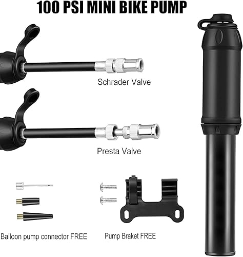 Miniatura 3 de Mini bomba de bicicleta portátil, bomba de neumáticos de bicicleta de alta presión de 100 PSI, bomba de aire para bicicleta Presta y Schrader, bomba