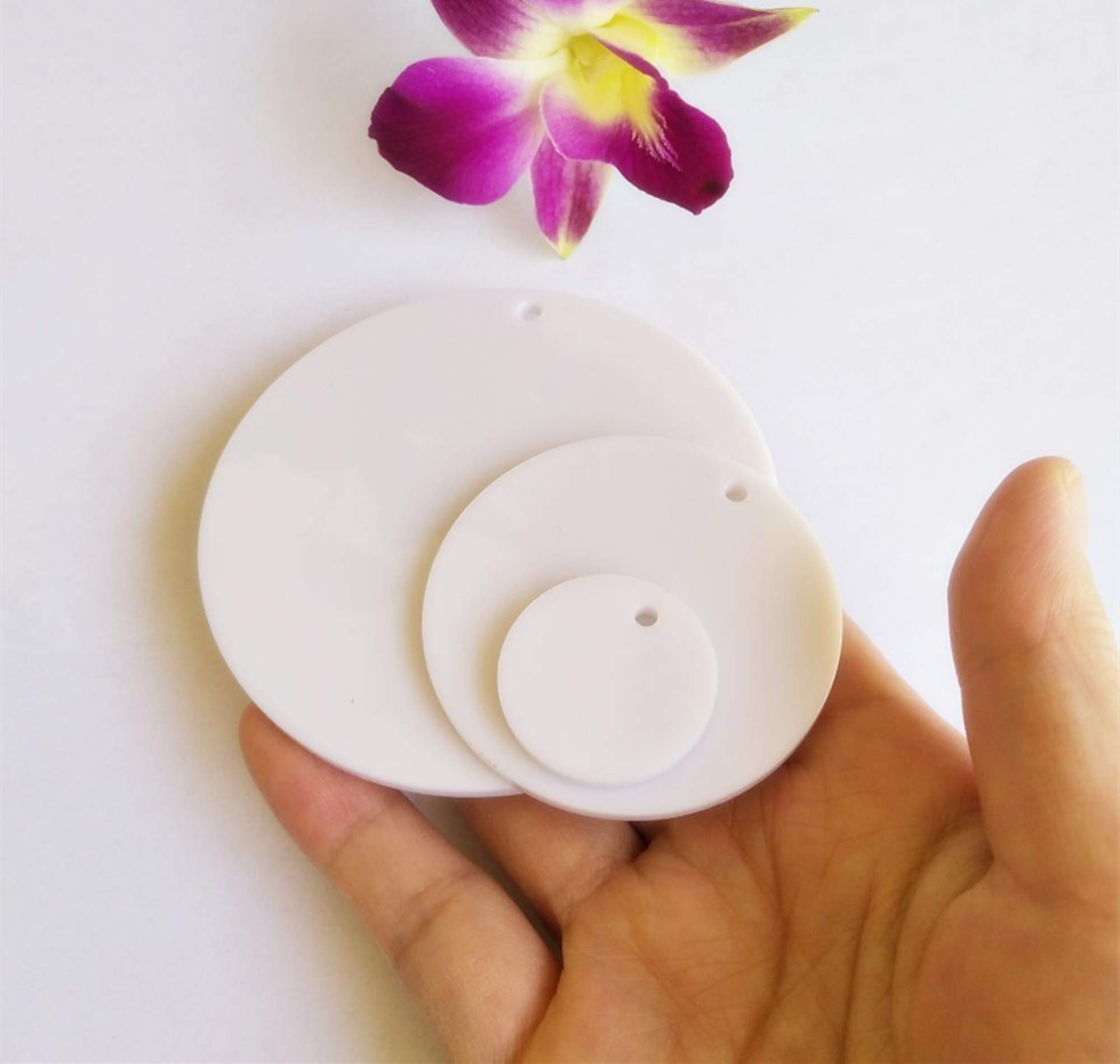 White Acrylic Blanks - Laser Cut Circles -3