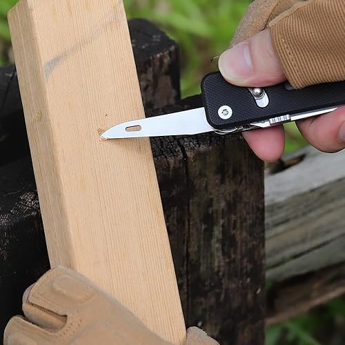 Miniatura 7 de ROXON S503G 9 en 1 Mini multiherramienta EDC cuchillo de bolsillo multiherramienta con mango G10, tijeras, destornillador, Threader, punzón,