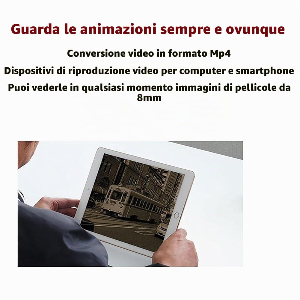 Scanner di Film della Vecchia Scuola, Film Negativi Digitali E Digitalizzatore con Schermo del Display, Converte I Film da 8 Mm E Super 8 in Immagini JPEG, Scanner per Diapositive Nostalgiche