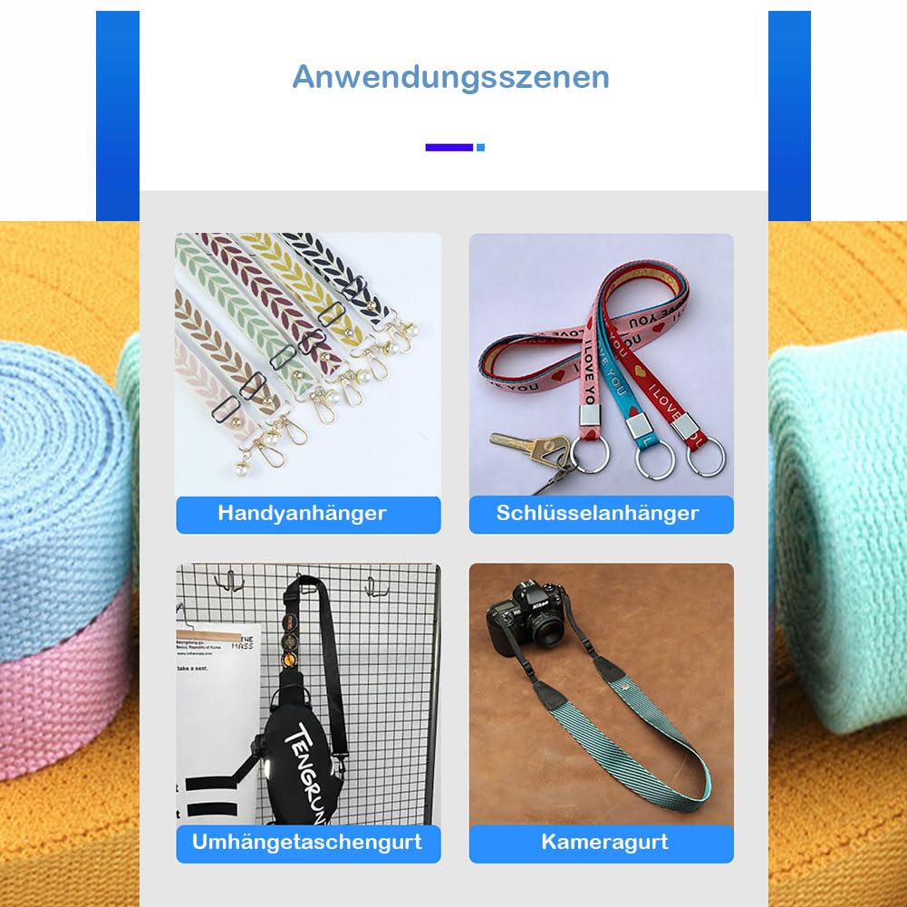 Cinta de algodón 1 rollo de tela de algodón grueso, cordones anchos planos en espiga, poliéster, cinta de algodón de alta densidad para fabricación de cinturones de tela, costura de ropa