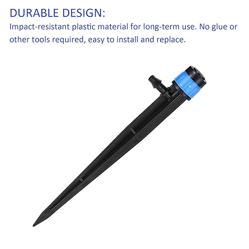 Miniatura 4 de Paquete de 30 emisores de goteo, rociadores de riego de 360 grados para césped de jardín, con estacas para sistema de riego (5.57 pulgadas azul)